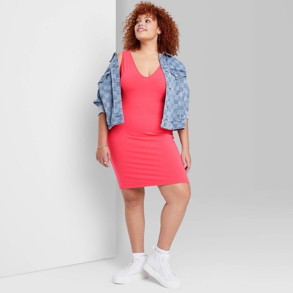 ๐ NWT Coral Pink Mini Sleeveless V-Neck Dress
